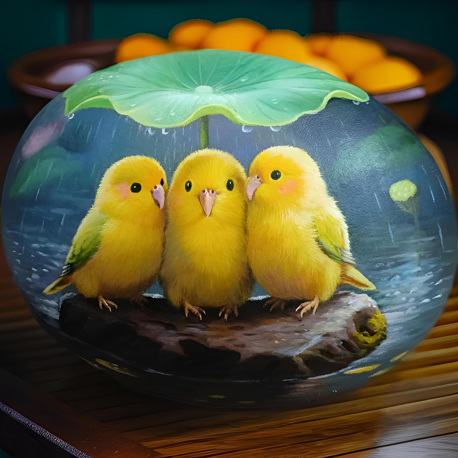 石头画摆件，鹦鹉宝宝上档次