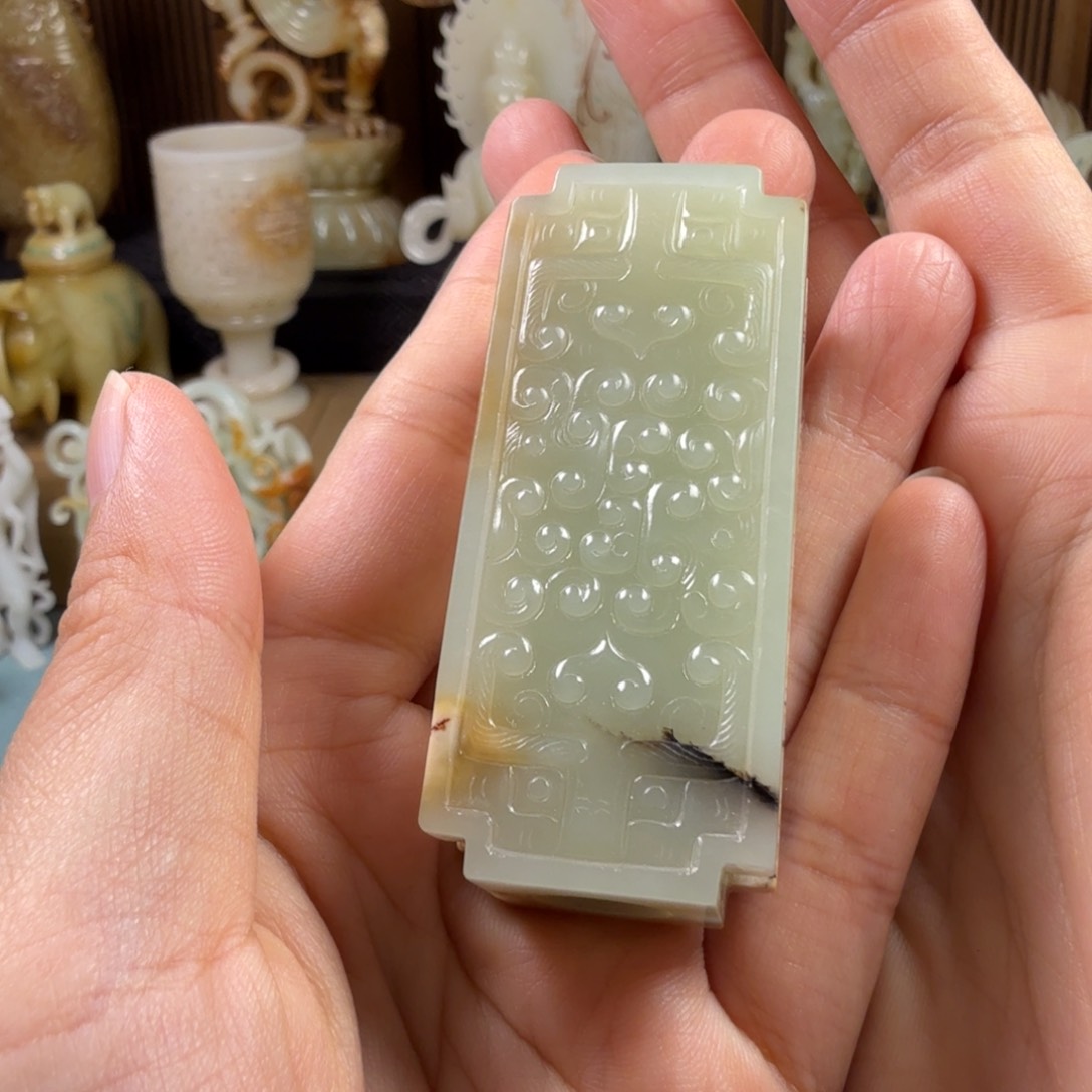 古瓷古玉和田玉手持龙***湖