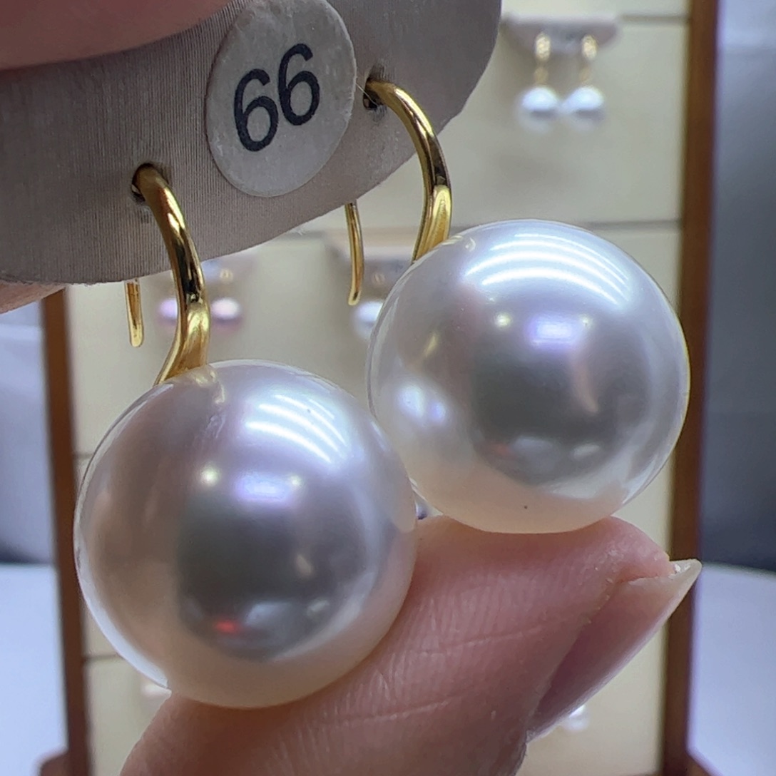 淡水珍珠耳饰18K金镶嵌