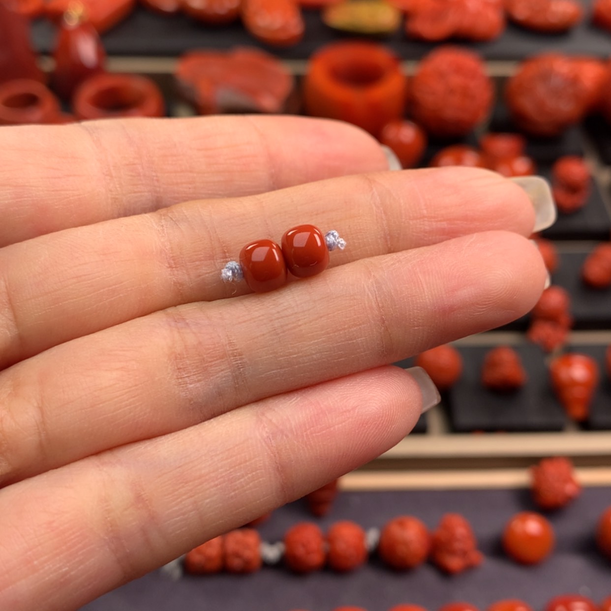 【闪购商品】南红玛瑙老型对珠6mm未镶嵌至*宝