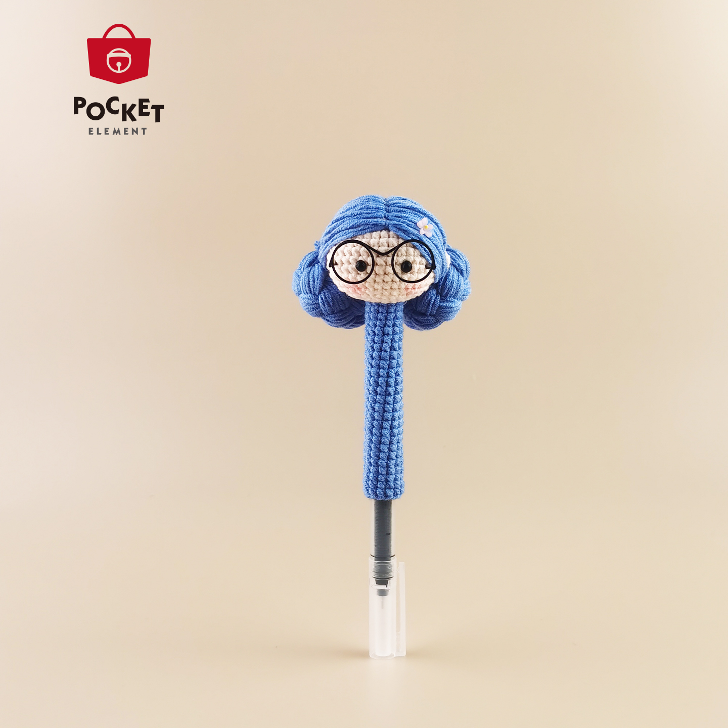 PocketEle 丸子头女孩可爱高颜值笔套毛线钩织小众轻奢高级礼物