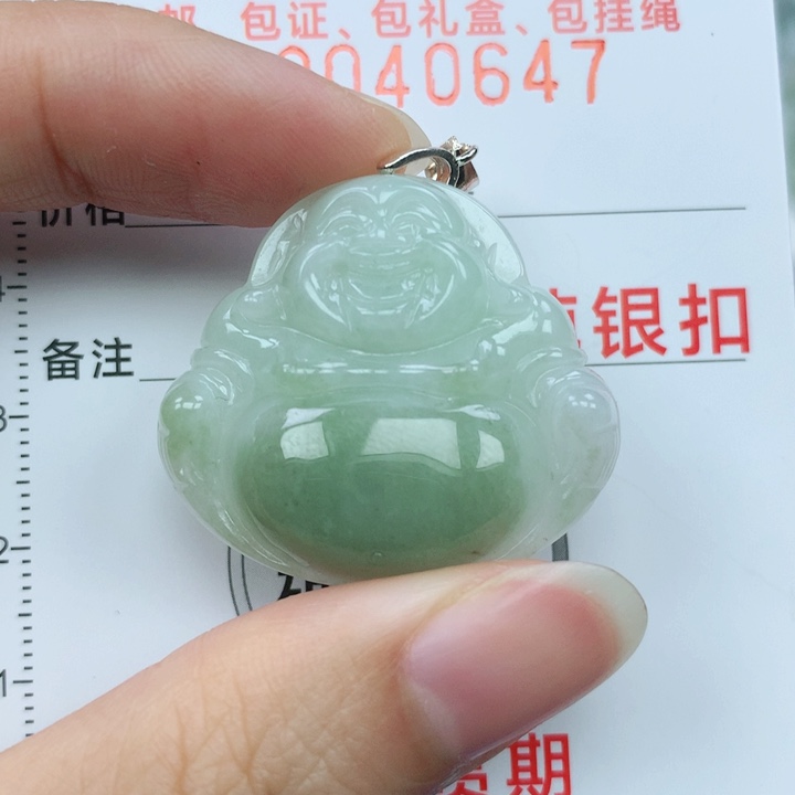 翡翠颈饰银S925镶嵌天然翡翠a货