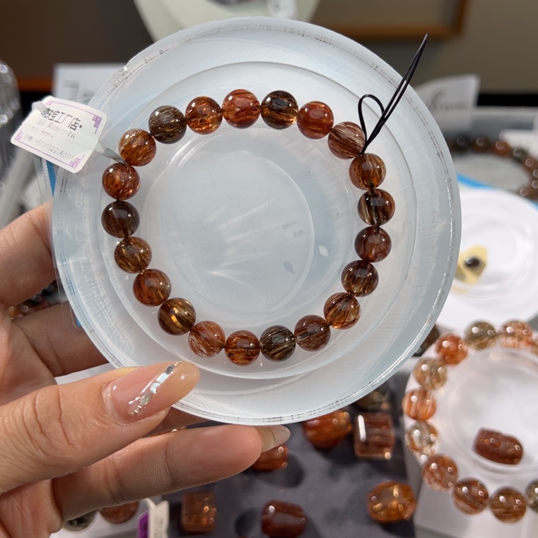 索***瓦手链未镶嵌水晶黑金超七9m