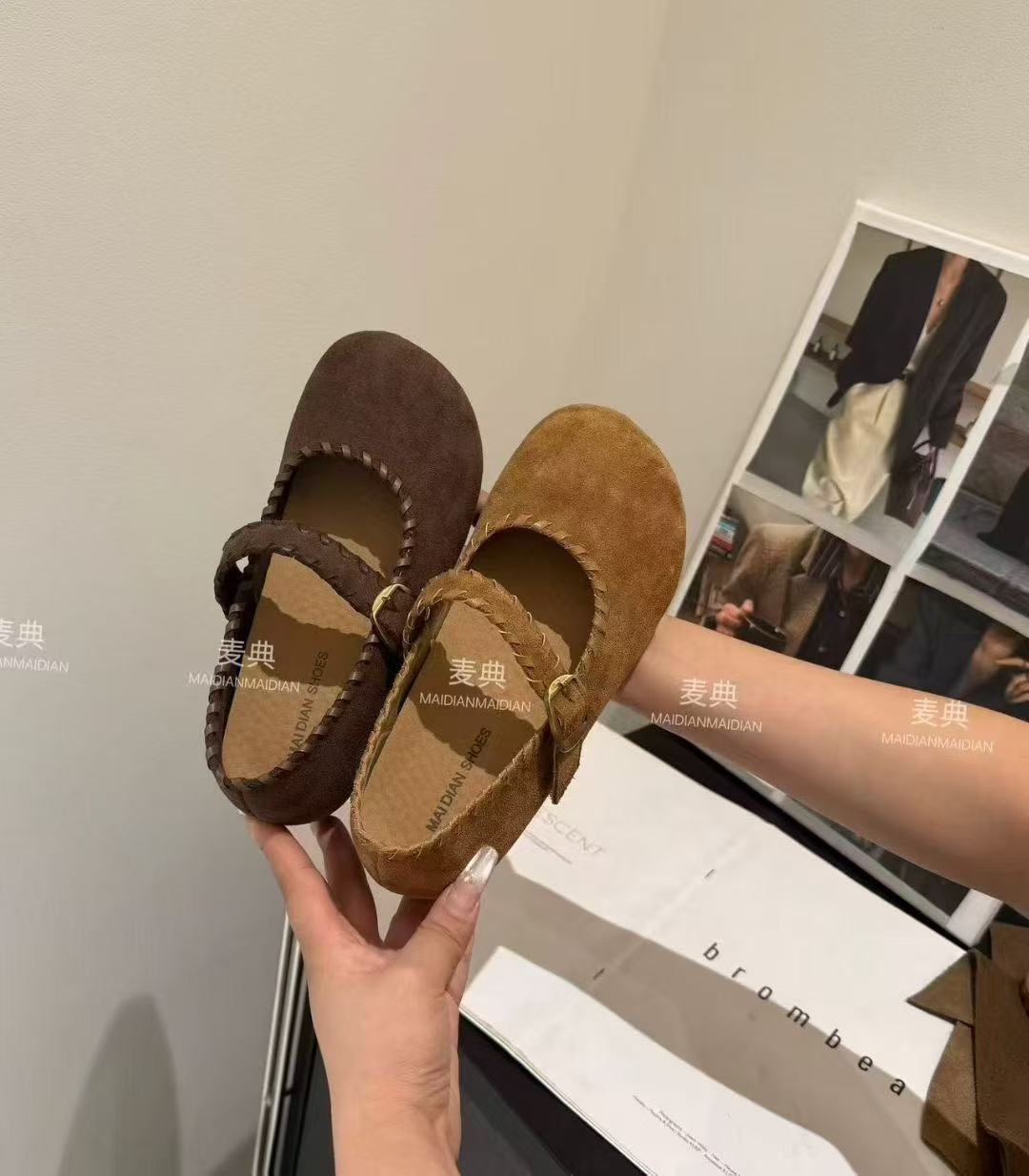 韩版玛丽珍鞋一脚蹬魔术贴女鞋