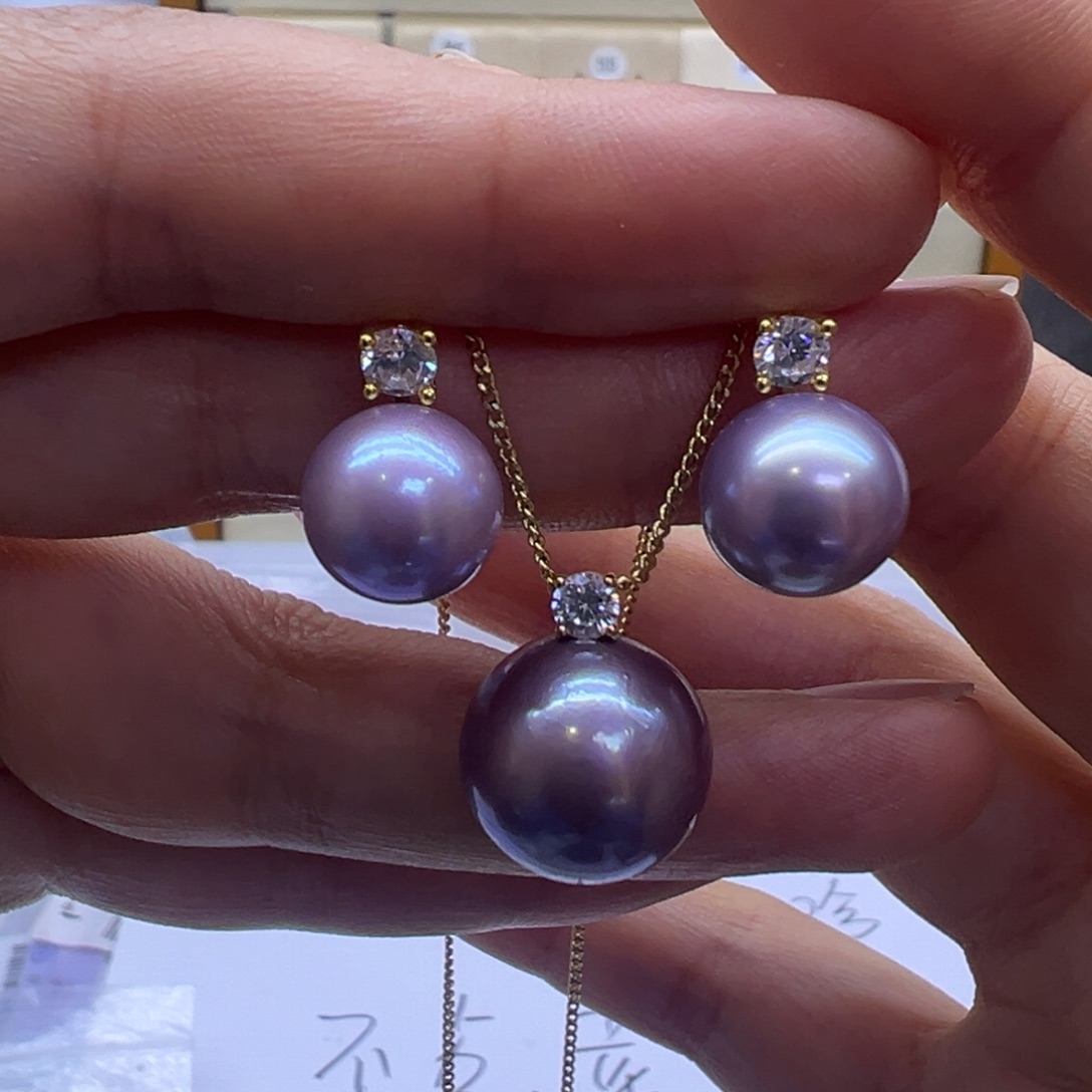 淡水珍珠吊坠(赠链)18K金镶嵌