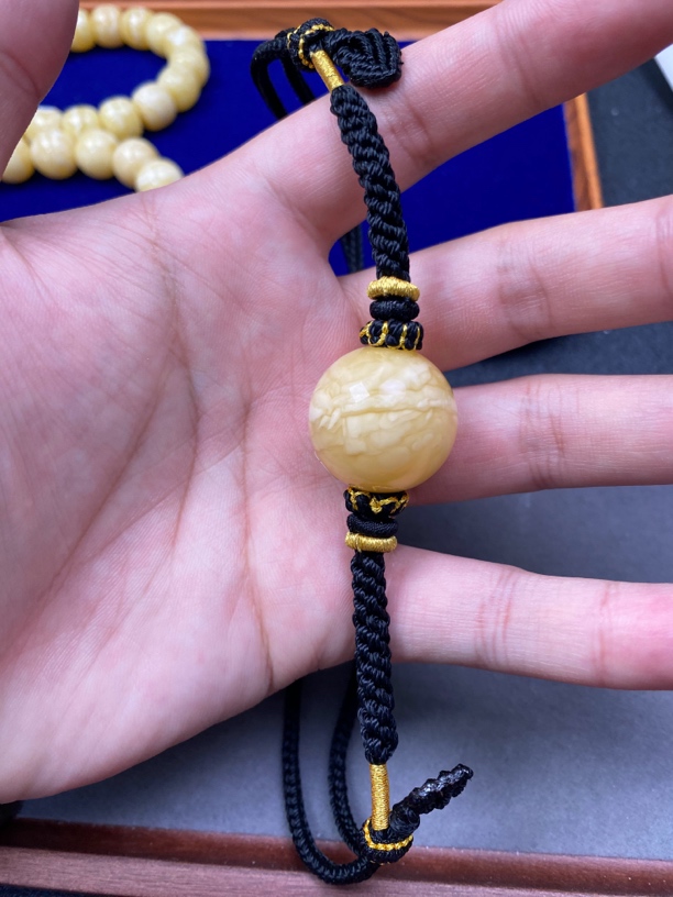 白花蜡蜜蜡圆珠锁骨链男女同款蜡质浓手工编织绳