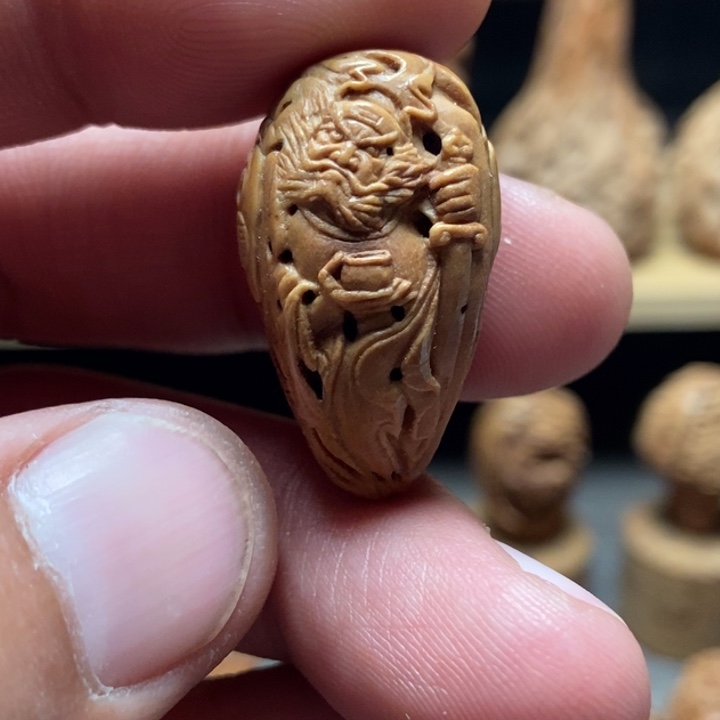 就****核桃手串/手链风味纯手工桃核雕刻御龙钟馗三通