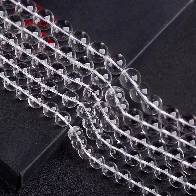 2A天然白水晶散珠半成品 白色透明珠子DIY串珠佛珠手链项链饰品