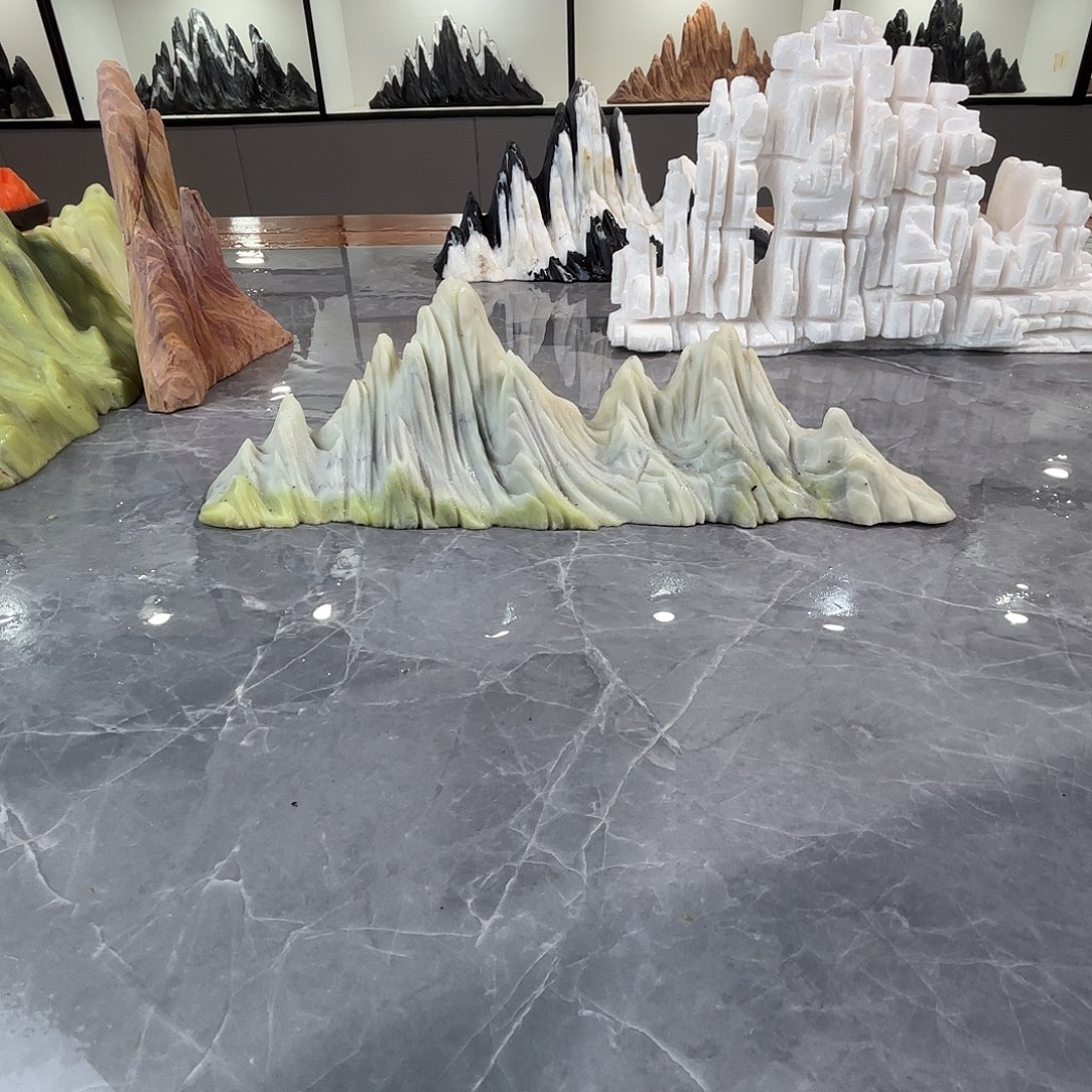 再***缘砖雕灵璧石雕刻山峰摆件