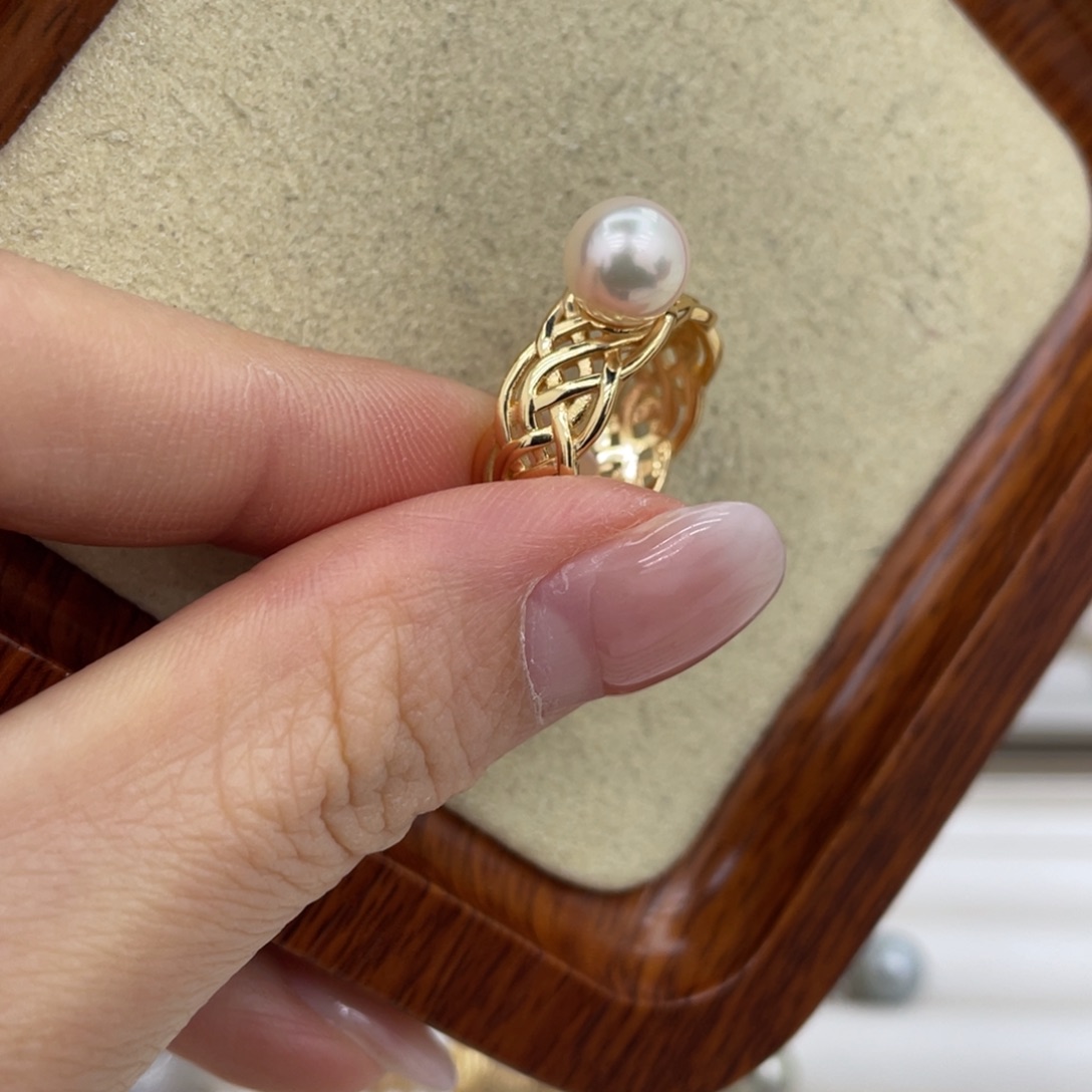 戒指银S925镶嵌海水珍珠