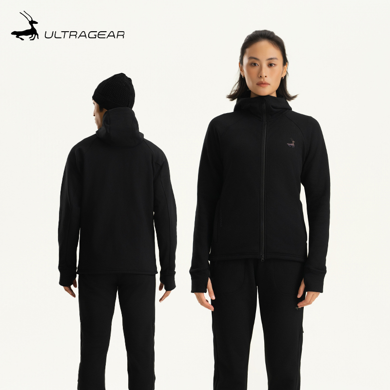 UltraGear优极 新升级抓绒保暖连帽夹克户外跑步训练男女款外套