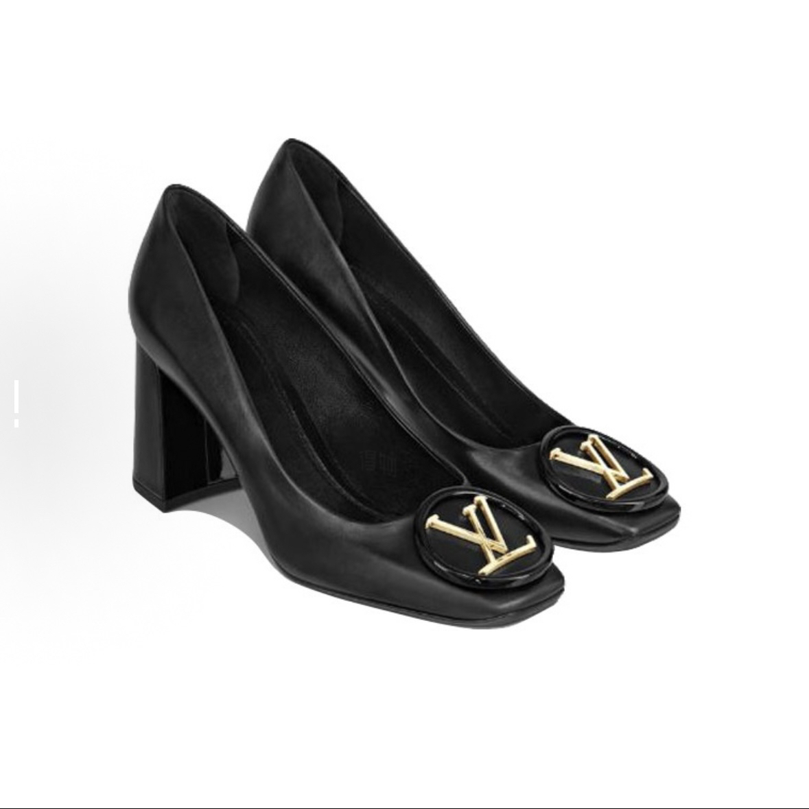 未使用 LouisVuitton/路易威登 黑色高跟粗跟金标高跟鞋36码