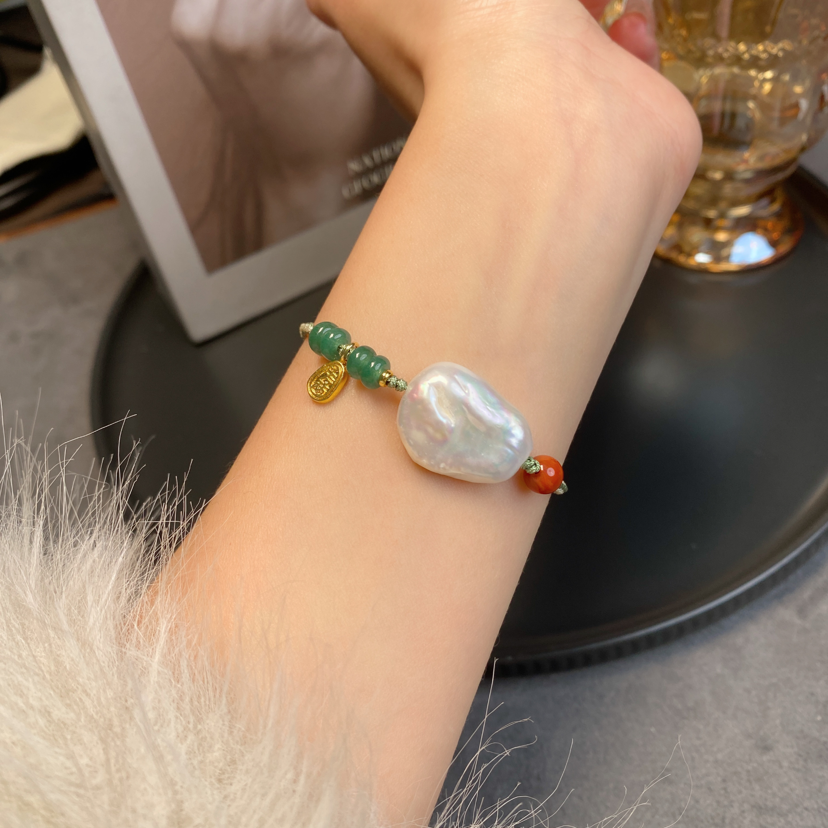 铜合金布艺手链  天燃巴洛克珠珠星语星愿气质手串手链女S0014