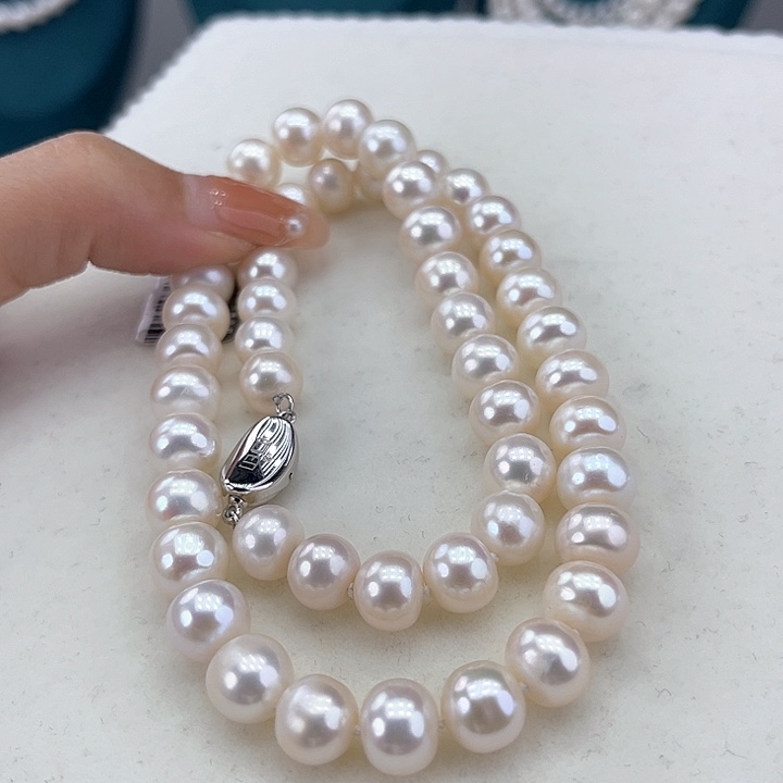 淡水珍珠颈饰银S925镶嵌8➕极光炫彩