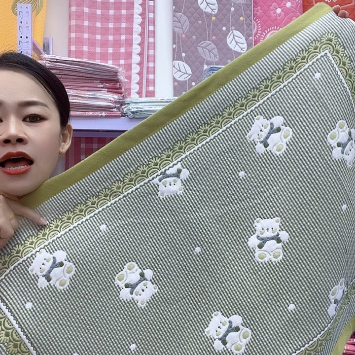 棉绿色小熊纯棉纱布