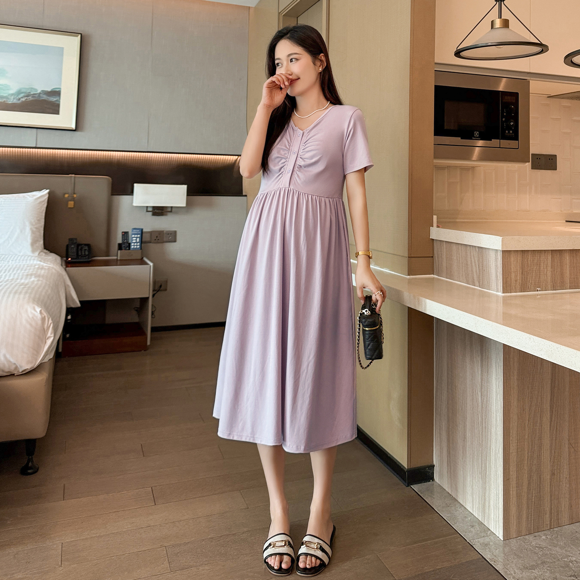 杭设90%天丝孕妇装连衣裙时髦孕妈孕期新款裙子夏季中长裙女夏装