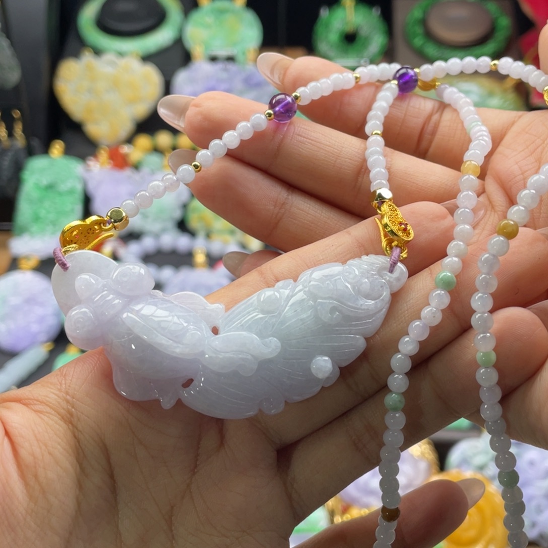 翡翠未镶嵌颈饰代编织