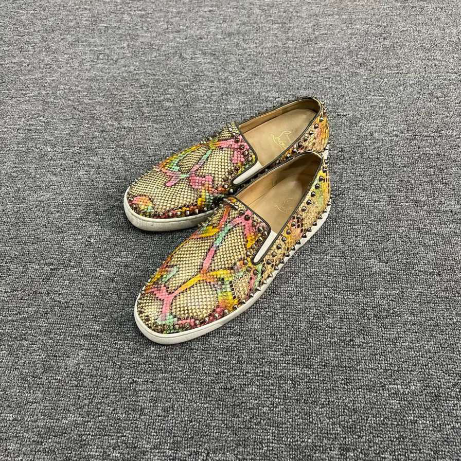 95新 Christian Louboutin/克里斯提·鲁布托 黄色蛇纹一脚蹬 44码