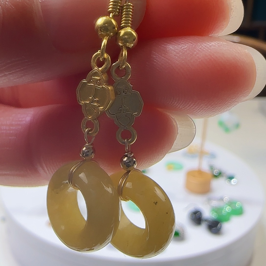 翡翠耳饰未镶嵌天然缅甸a货翡翠