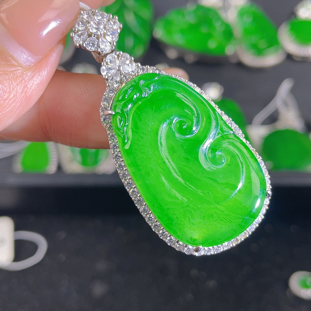 翡翠吊坠(不含链)银S925镶嵌