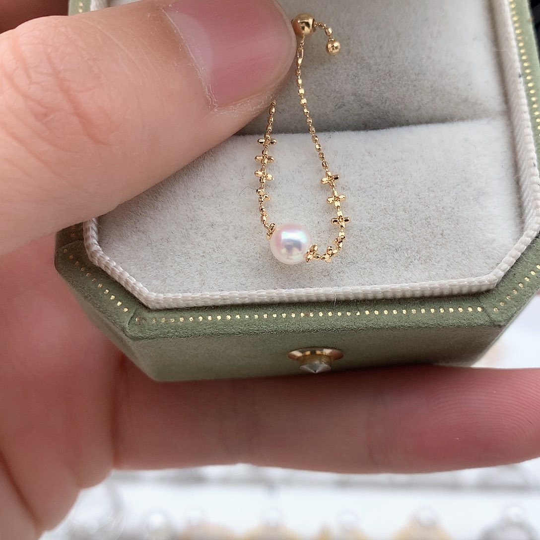 海水珍珠5mm ak仙女戒指18K金镶嵌