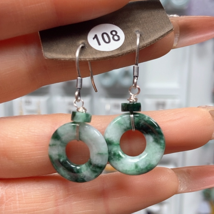 【闪购商品】翡翠耳饰银S925镶嵌耳饰