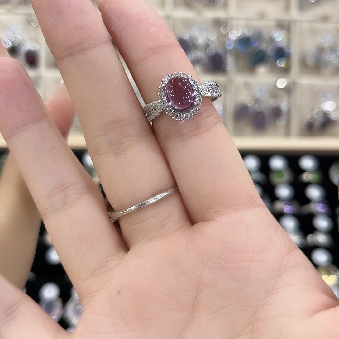 虞***哇银S925镶嵌紫晶戒指