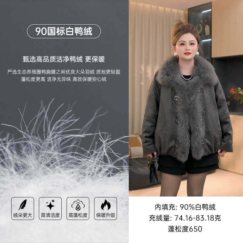 【胖佳佳】轻奢狐狸毛羽绒服 冬季高级保暖真毛领外套H625R20414