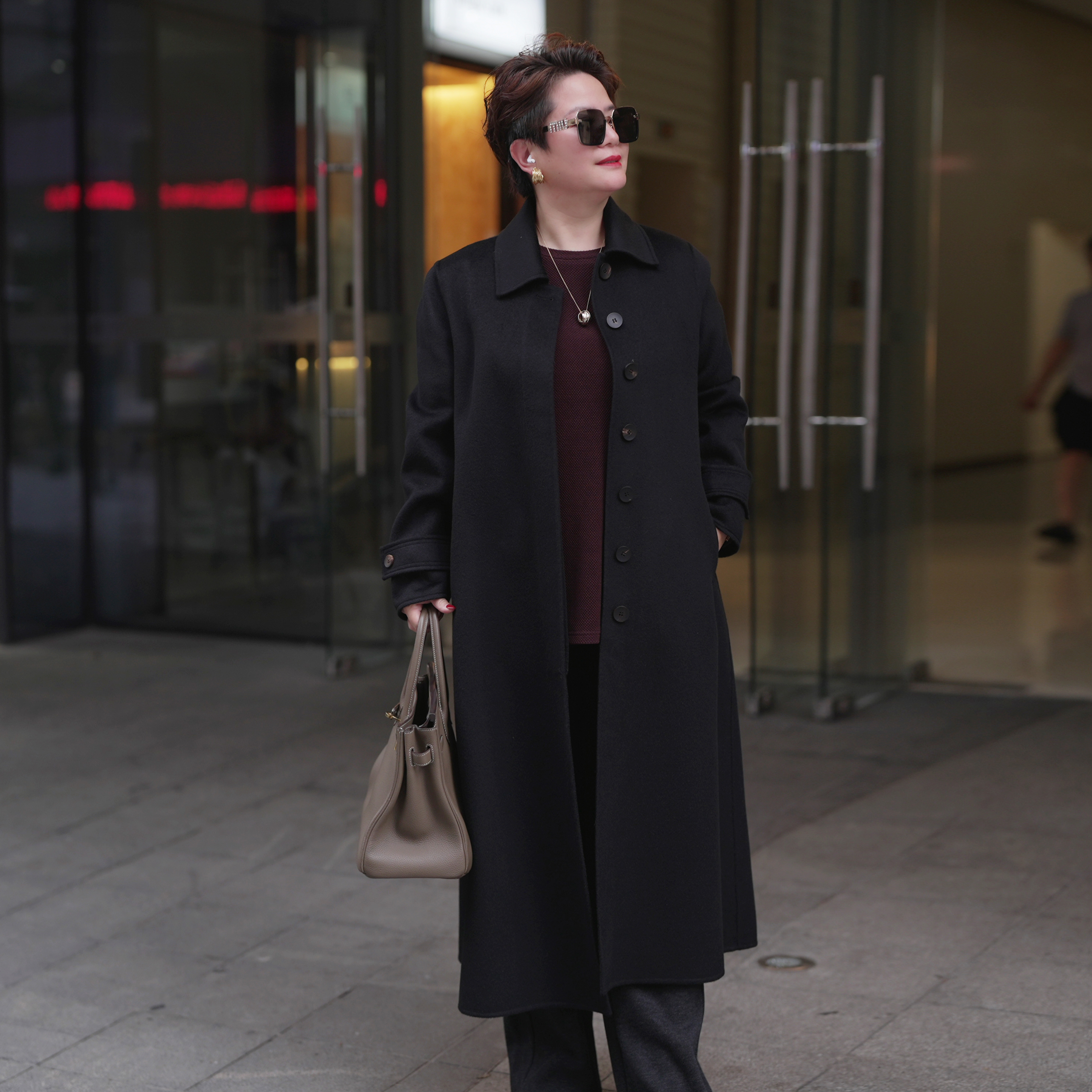 2025秋冬新款双面澳羊毛时尚中长款毛呢大衣外套WT056-1