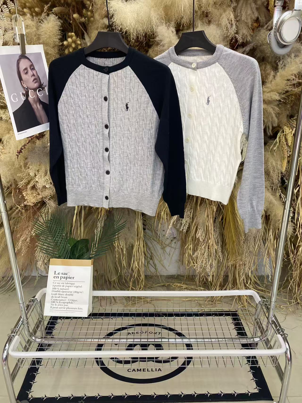 【小鹤推荐】冬季新款短款针织撞色开衫