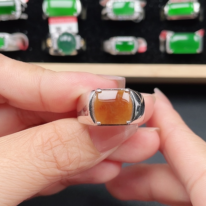 翡翠银S925镶嵌戒指编号0103没运费险