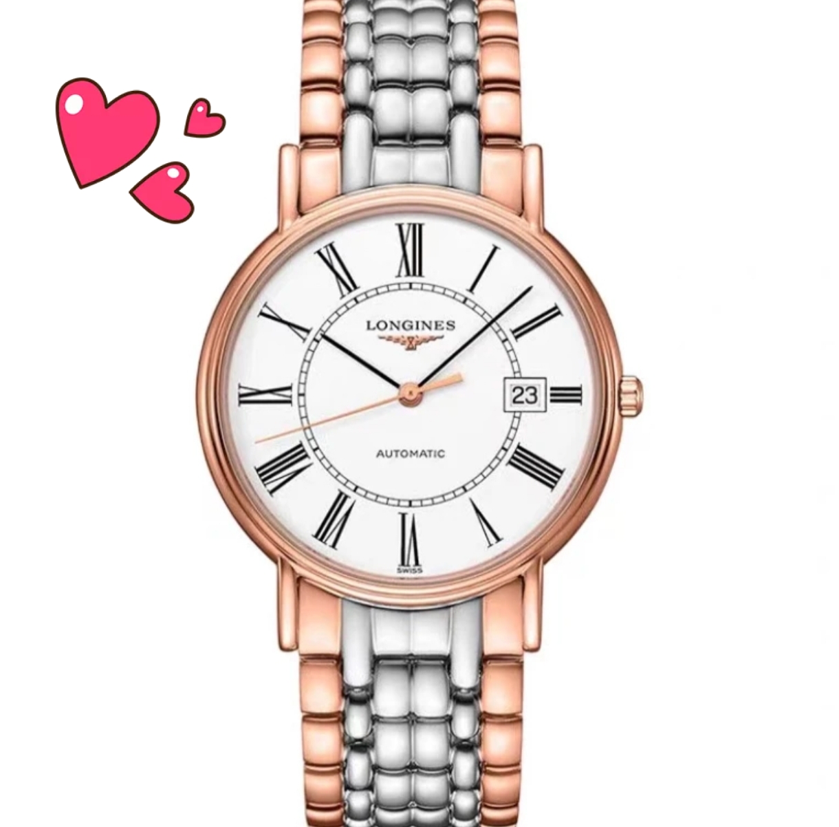 99新 Longines/浪琴 /瑰丽921间玫瑰金钢带款/表径38.5