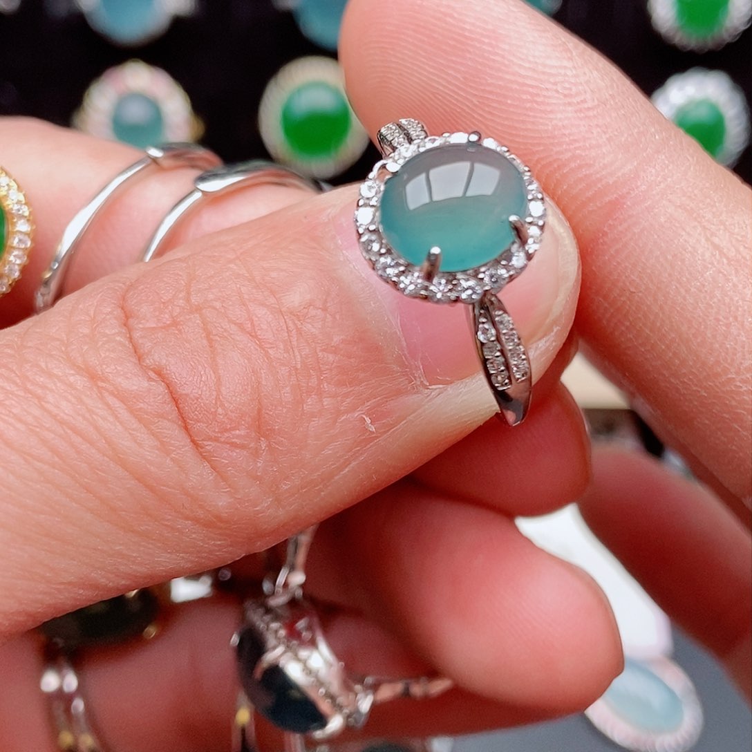 翡翠戒指银S925镶嵌007595289