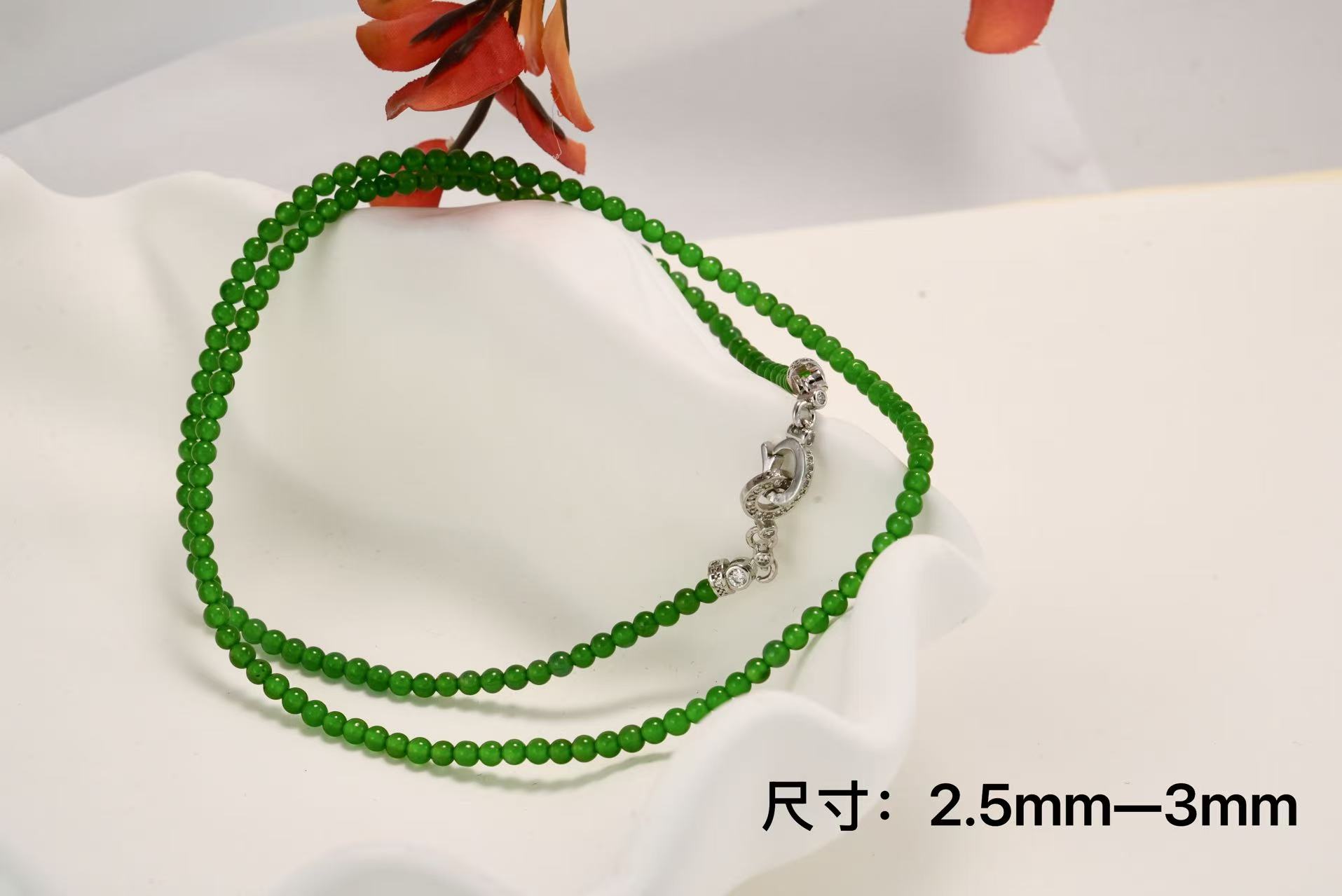 天然危地马拉翡翠颈饰-珠径2.5-3mm-FC303