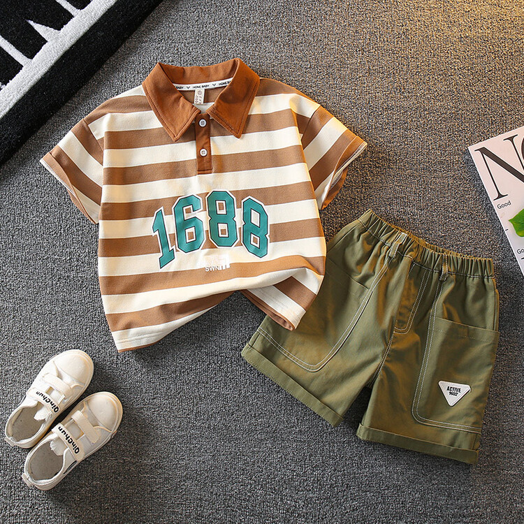 男童夏季套装2023新款洋气儿童短袖衣服宝宝网红时髦POLO
