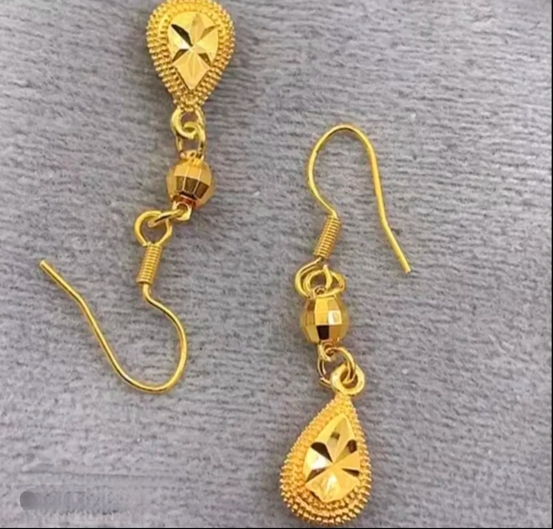 铜合金耳饰 铜合金耳饰【3.5公分车花水滴耳钩款】精美灵动