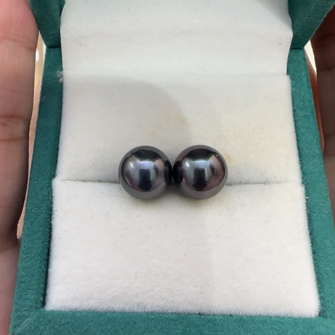 银S925镶嵌海水珍珠耳钉