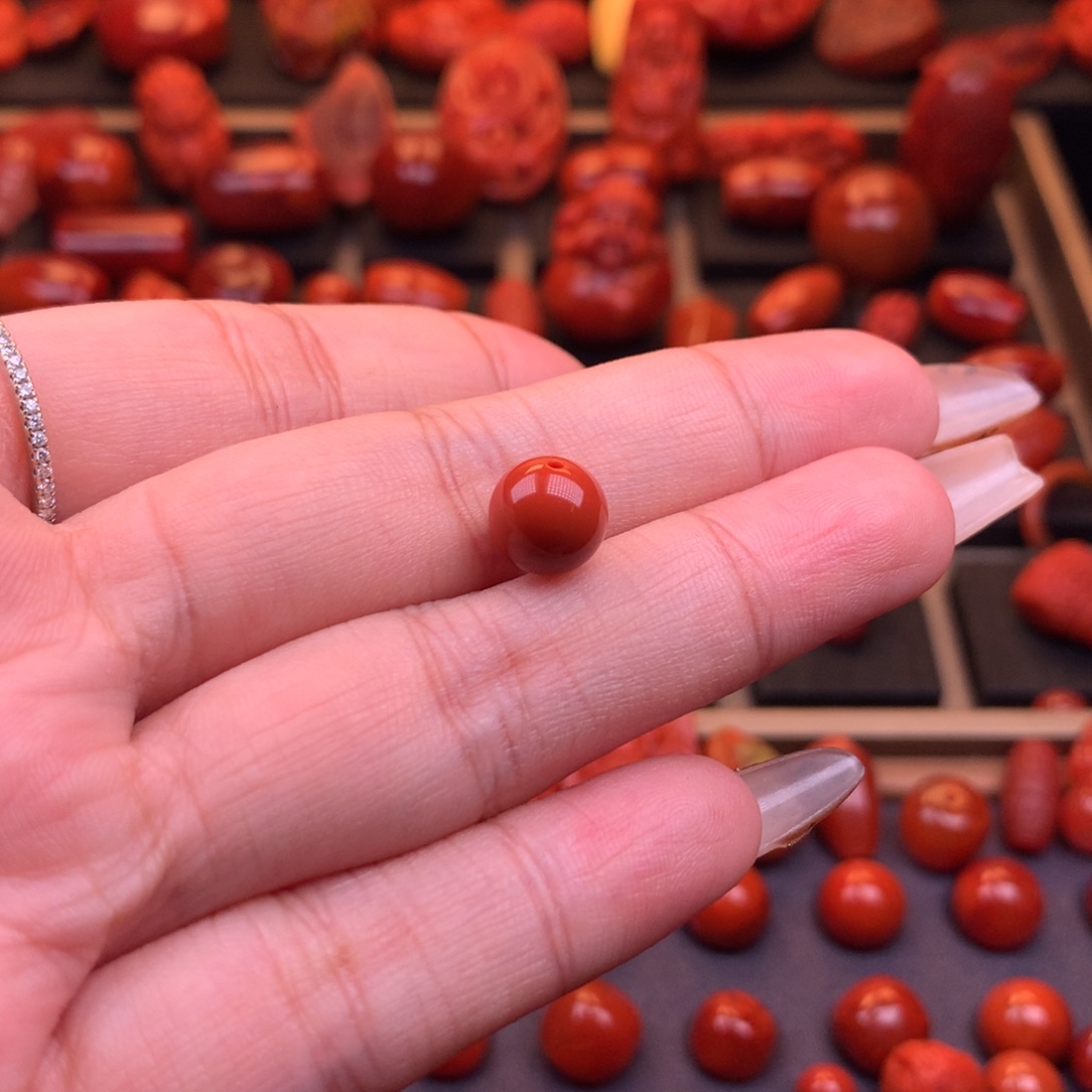 南红玛瑙未镶嵌川料原矿圆珠9mm