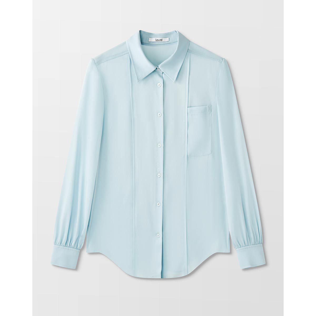 FALEMIG-萝家春夏窄直身小立褶翻领衬衫C00700