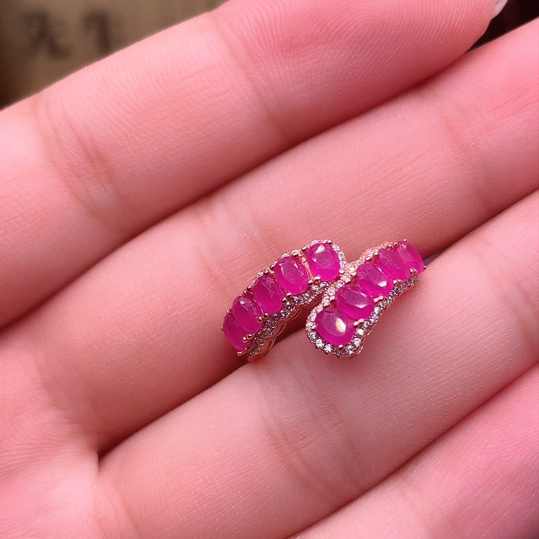 红宝石戒指银S925镶嵌