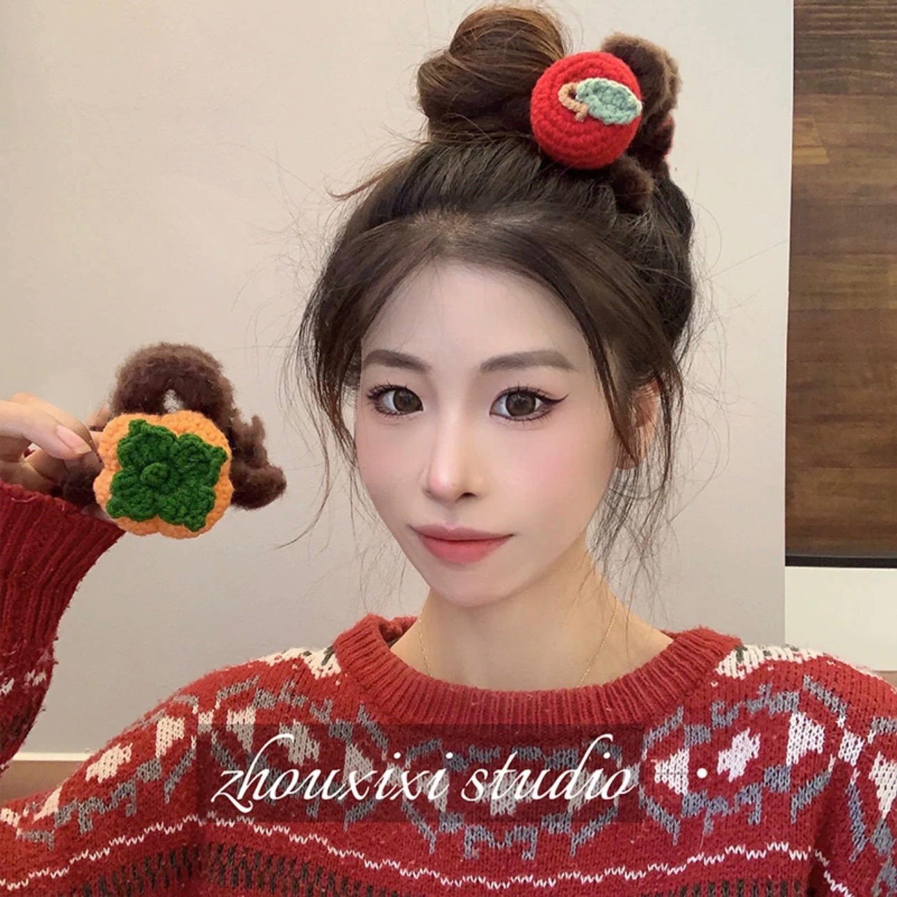 秋冬毛绒绒羊毛毡抓夹 网红甜美可爱鲨鱼发夹