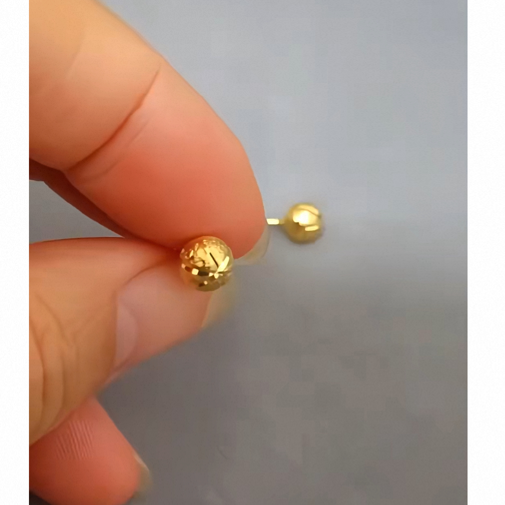 铜合金耳饰 1970合金高级感车花转米珠豆豆耳钉