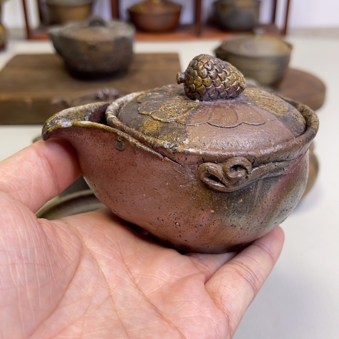 备前烧作品平川正二，粘窑