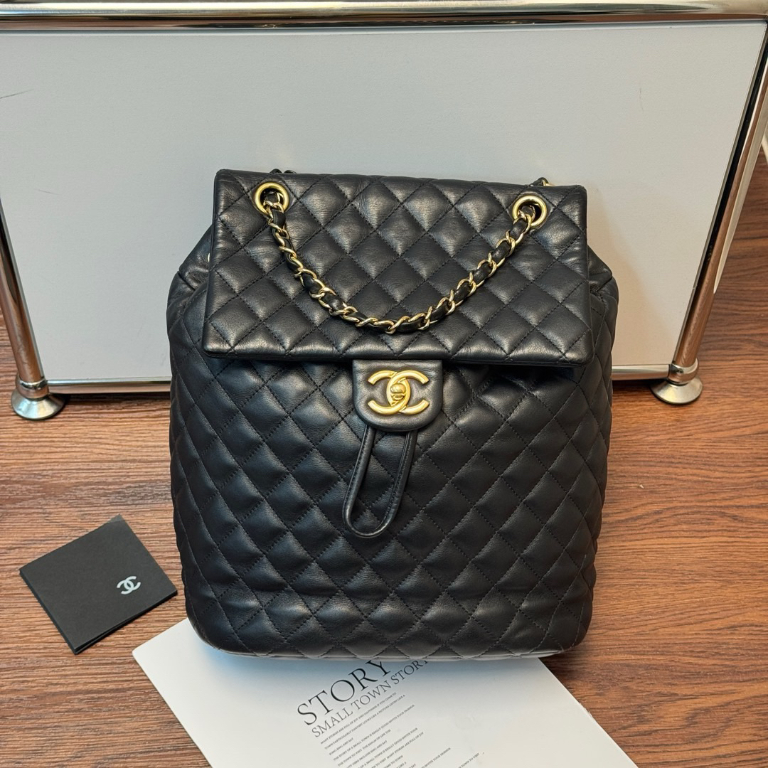 95新 Chanel/香奈儿 黑金牛皮 萨尔茨堡 中号/609394887