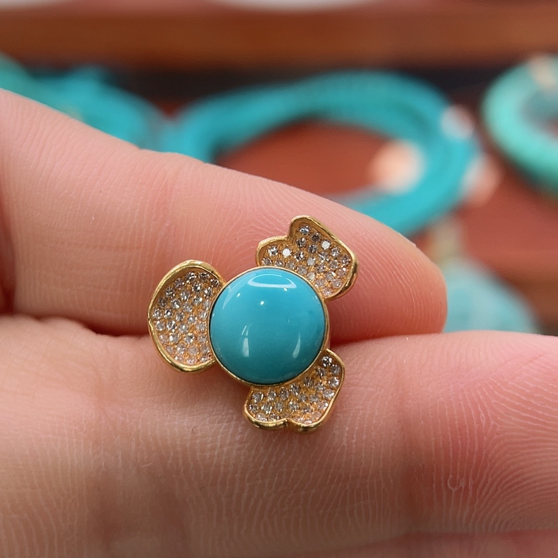 绿松石18K金镶嵌珠宝半成品