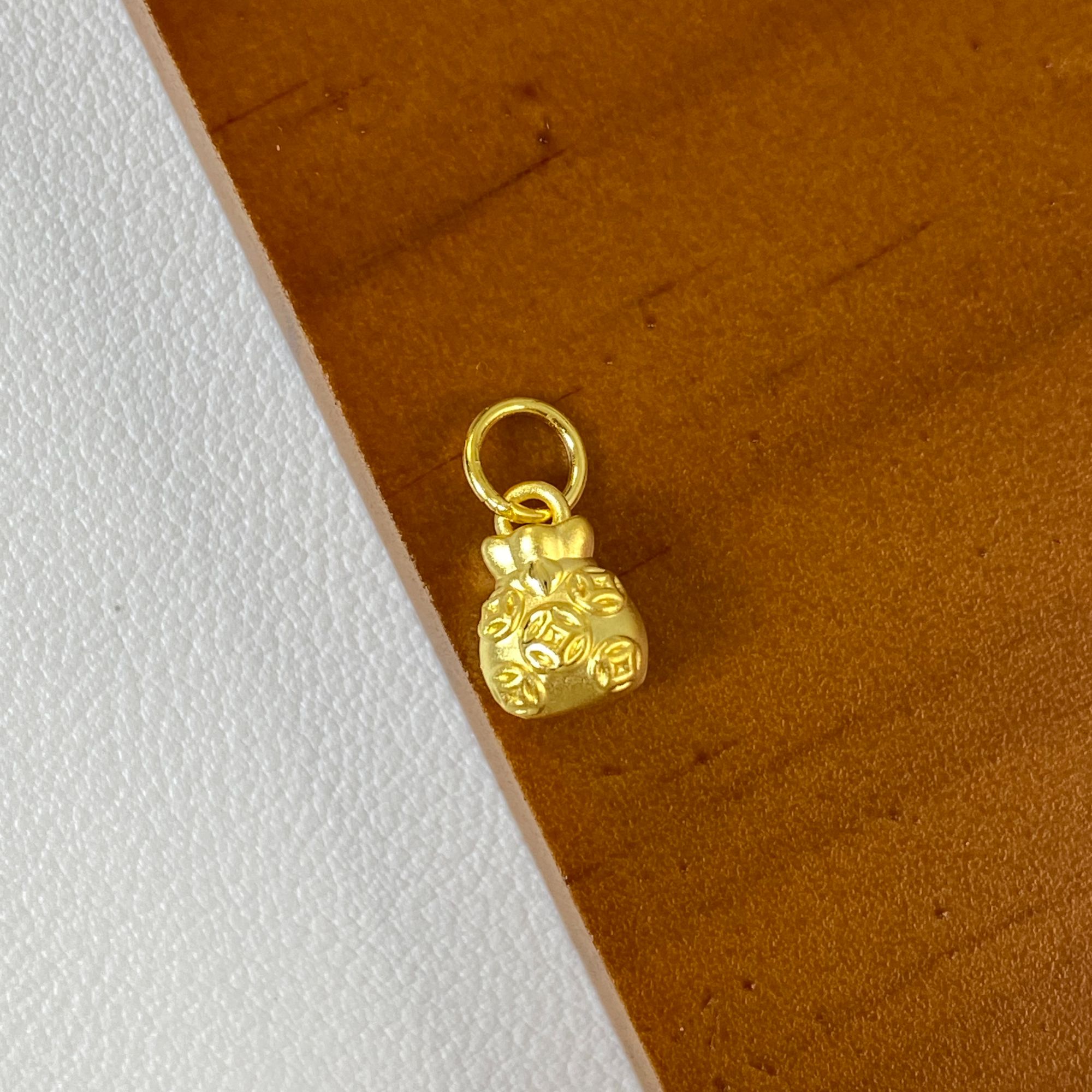 黄金足金999小克重吊坠提溜配件钱袋172