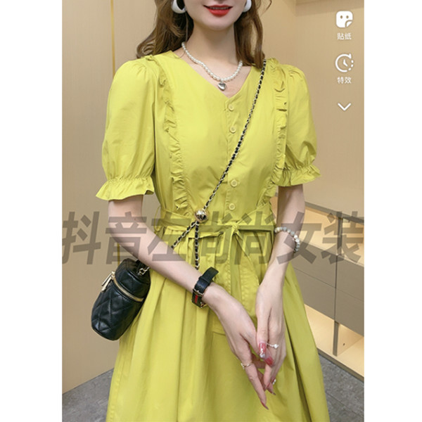 【8317-燕归来】 2025新款法式荷叶边系带收腰显瘦百搭连衣裙女