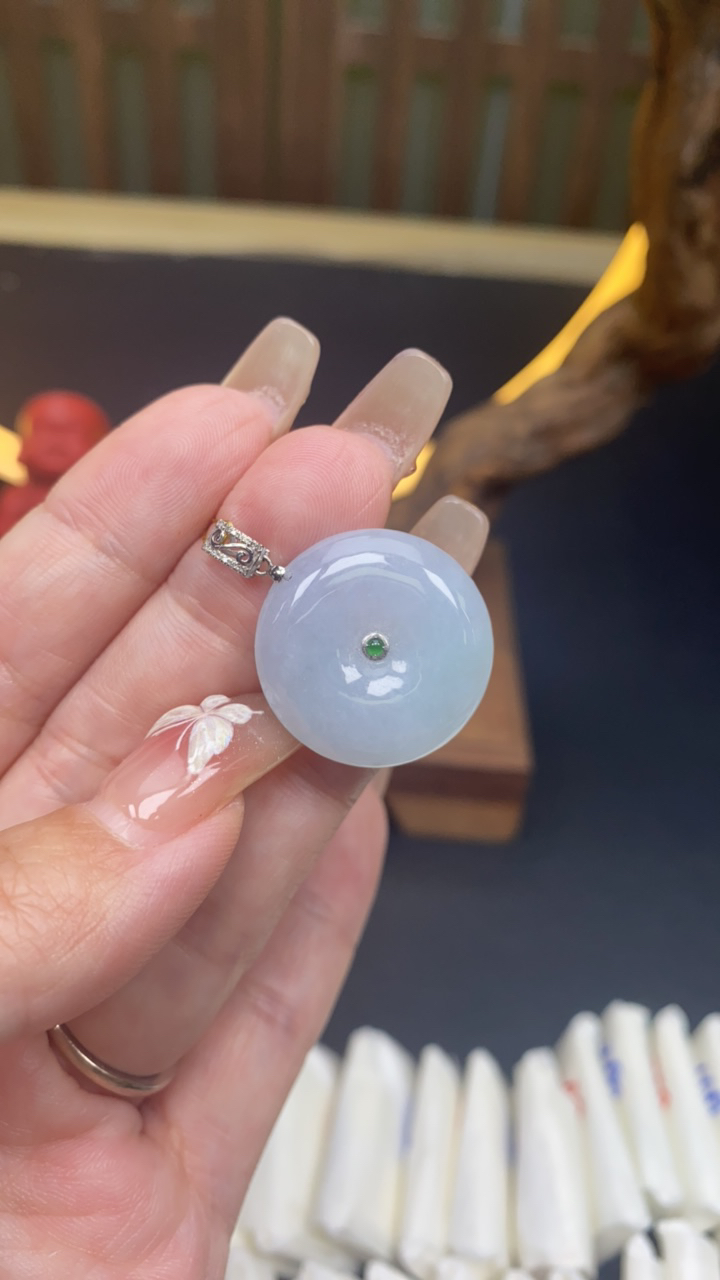 天然a货翡翠18k平安扣440