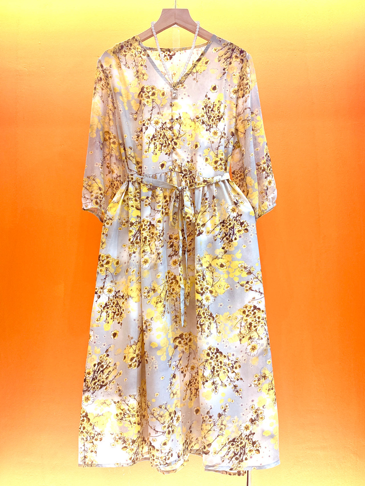 【花开富贵】碎花时尚连衣裙女夏季新款气质显瘦复古收腰长裙2533