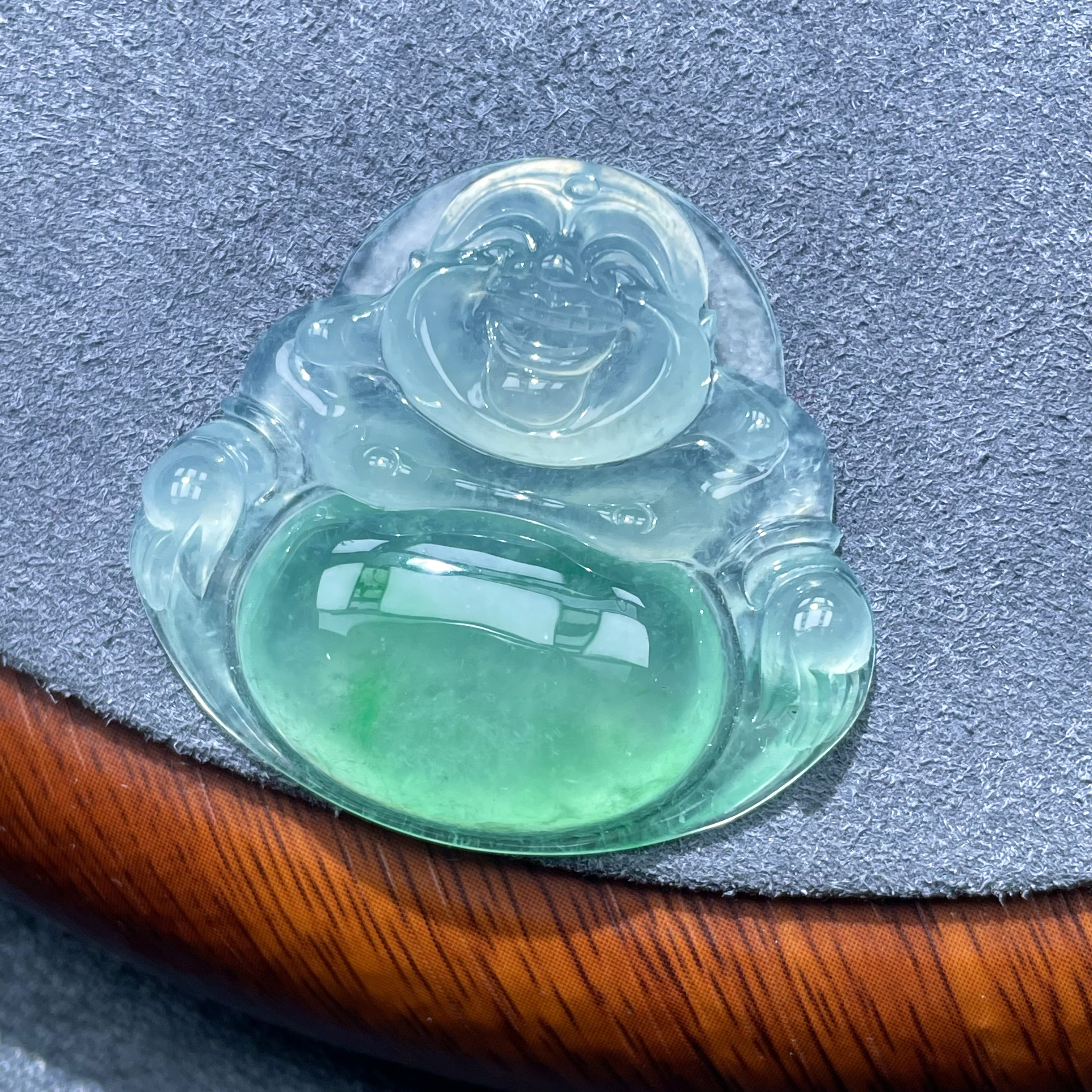 【兰兰翡翠】32.1*34.6*6冰绿大佛天然A货缅甸翡翠